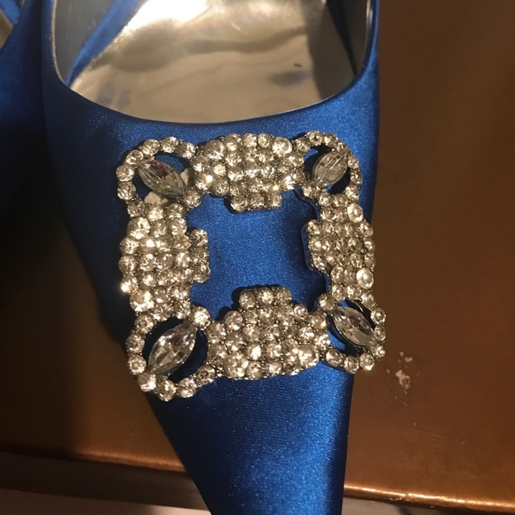 Audrey Brooke blue satin high heels - Picture 6 of 8